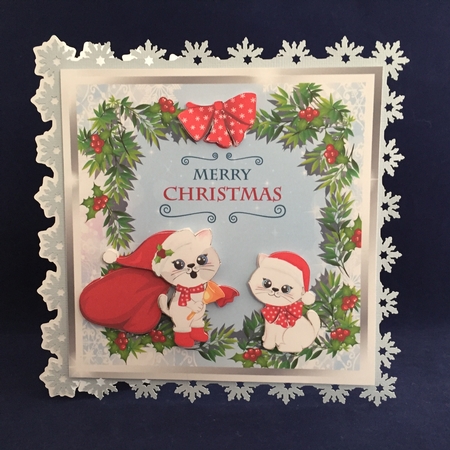 Christmas Wreath with Cats by Judith Henry