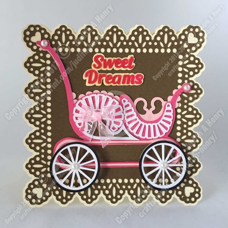 Baby Carriage - Pram Card Topper by Judith Henry