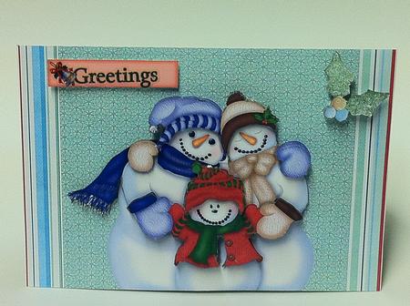 Cute Snowman Family in Pinstripe Frame by judy borutski