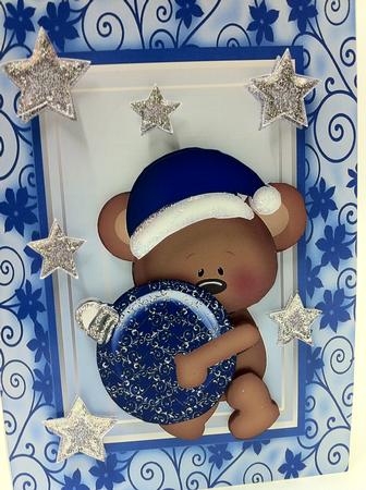 Cute Bear with Patterned Bauble by judy borutski