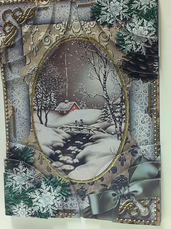 Winter Walk Snow 7x5inch All 4 Corner Stacker Card Front by judy borutski
