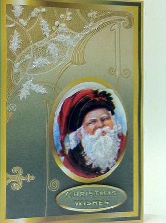 Vintage Santa Pyramid Card Front by judy borutski