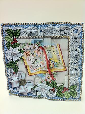 Glory Book Blue Poinsettia 5in Zig Zag Corner Stacker by judy borutski