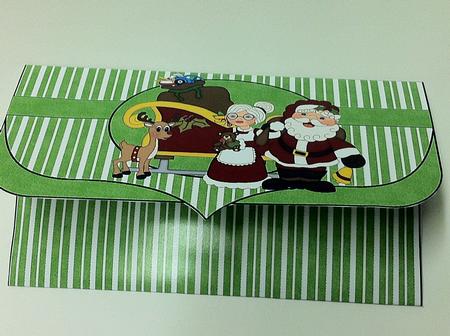 Green Santa Christmas Money/voucher Wallet 3 by judy borutski