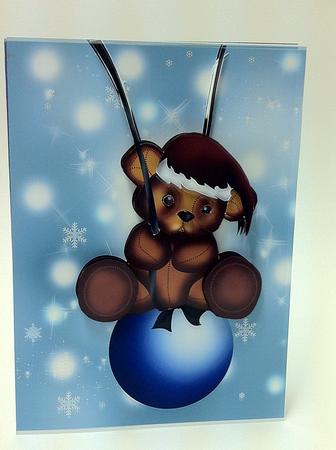Christmas Teddy on Bauble by judy borutski