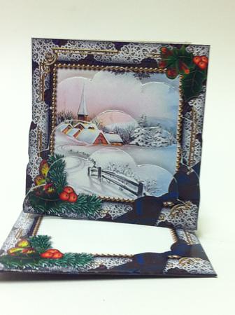 Snow Village Holly Card Envelope Scallop Bottom Stacker Aio by judy borutski