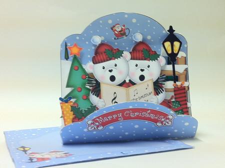 3D Pop Up Front Singing Teddies Xmas Card Kit by judy borutski