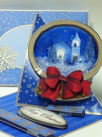 Twisted Easel Winter Church Snow Globe by judy borutski