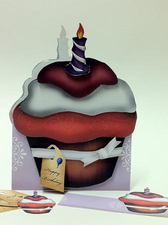 Birthday Candle Cupcake Folding Shape Card Kit by judy borutski
