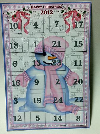 Pink Snowgirl A4 Advent Calendar Minikit by judy borutski