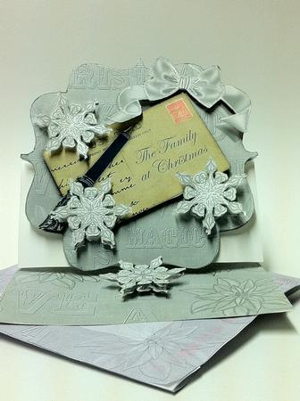 Silver Flake Family at Christmas Easel Card & Envelope Kit by judy borutski