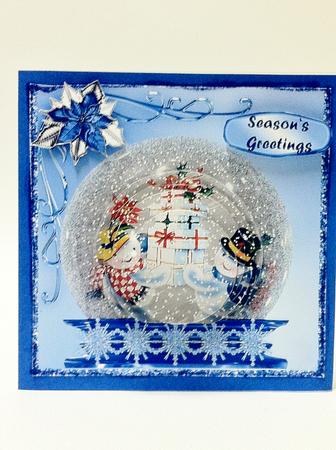 Snowmen Snow Globe Pyramid Card Front by judy borutski