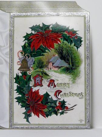 Christmas Vintage Poinsettias Folded Book by judy borutski
