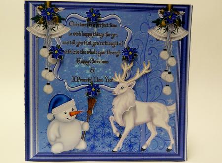 Little Snowman 8x8ins Card Front by judy borutski