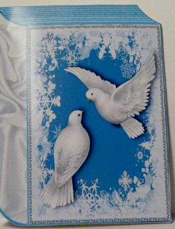 White Doves on Snowflake Background Folded Book by judy borutski