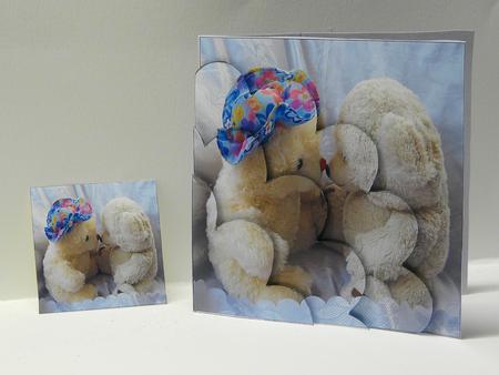 Kissing Teddy Bears Shell Edged Corner Stacker by judy borutski