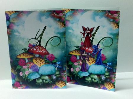 2 Fantasy Mushroom Fairy Scene Toppers by judy borutski