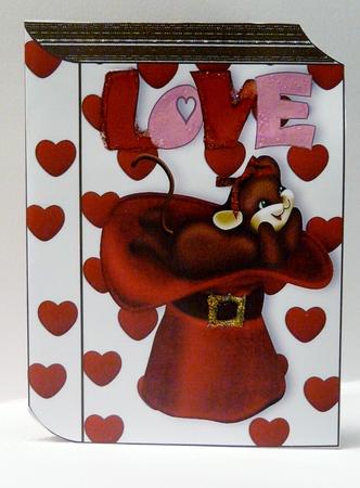 You're All I Think About Love Mouse on Hat Folded Book by judy borutski