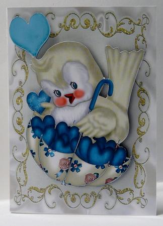 Luv Bird with Lots of Hearts in a Parasol by judy borutski