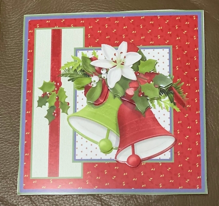 Christmas bells and flowers 7x7 card by Julianne Harris