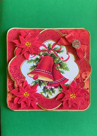 Red Christmas Bells Fancy 8in Decoupage Cf Kit by Julianne Harris