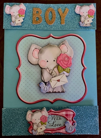 Valentine/sorry Elephant Square Card Topper by Julianne Harris