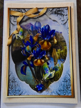 Lovely Lake and Floral Irises  by Julianne Harris