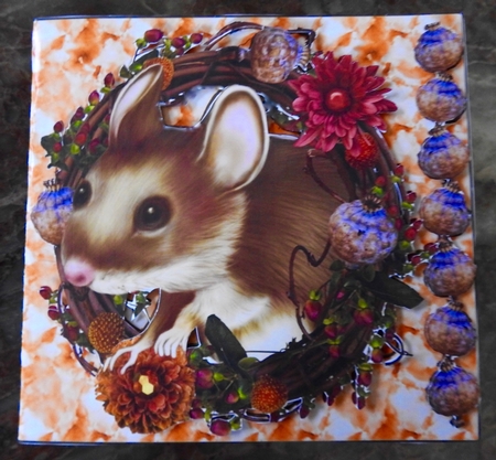 Seed Pod Mouse - Double Aperture Pop Out Card by Julianne Harris