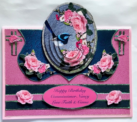 Pink Roses Bracket Shaped Pyramid Card Mini Kit by Julianne Harris
