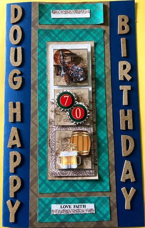 70th Beer Birthday trio card front by Julianne Harris