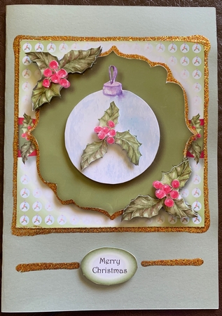 Frosted Glass Bauble - Holly 8x8 by Julianne Harris