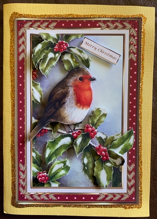 Christmas Robin Red framed Decoupage Topper by Julianne Harris