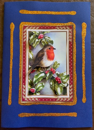 Christmas Robin Red framed Decoupage Topper by Julianne Harris