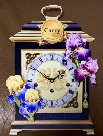 Carriage Clock Card - Iris by Julianne Harris