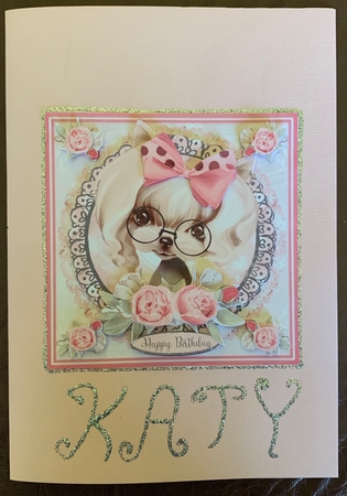 Bouquets & Lace Cute Girly Puppy Card Topper by Julianne Harris
