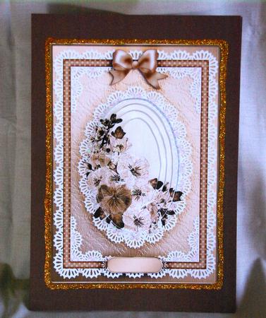 A5 Spring Flowers and Lace Quick Card with Pyramage by Julianne Harris