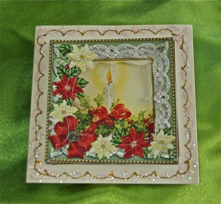 Red Poinsettia Candle 5inch Bracket Edge Spiral Stacker by Julianne Harris