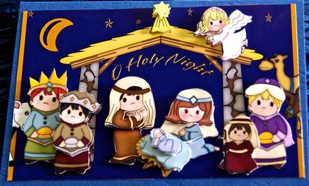 O Holy Night A4 Card/stand-up Manger Scene by Julianne Harris