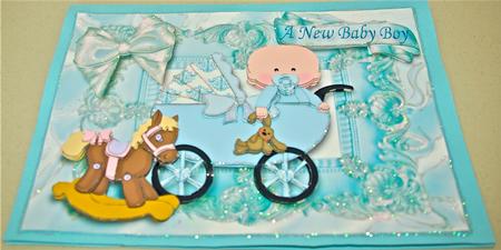 Sweet Baby Boy in a Pram A4 by Julianne Harris
