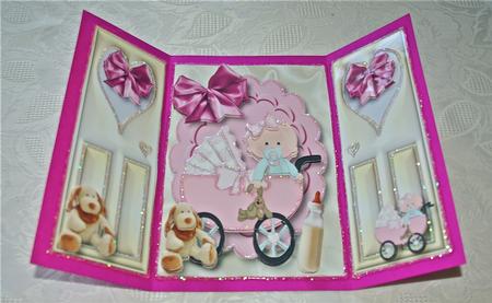 Sweet Baby in Pram on a Scalloped Frame, Gatefold by Julianne Harris