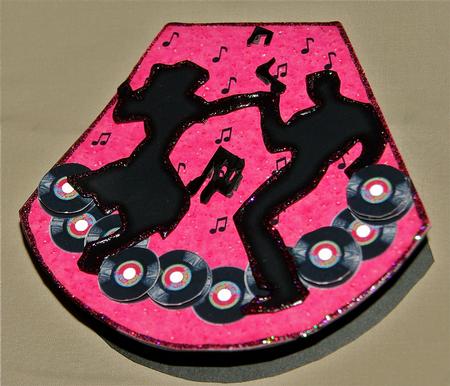 1950s Jiving Couple and Records Wobble Card by Julianne Harris
