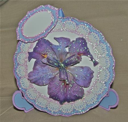 Iris on Lace Plate by Julianne Harris