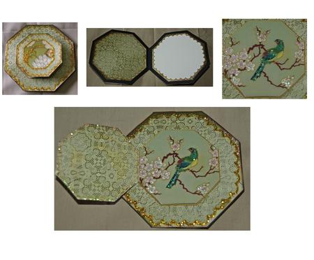 Oriental Green Bird Octagon Lace 3D Locket Kit by Julianne Harris