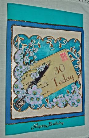 Blue Blossom 30 Today Scallop Postcard Step by Step by Julianne Harris