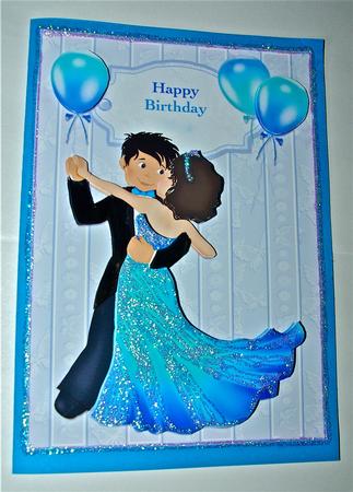 Dance with Me Tonight in Blue Card Front and Decoupage by Julianne Harris
