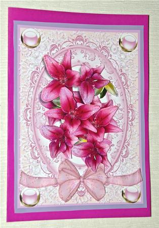 Nice A5card ,ceriselilys in a Pink Frame by Julianne Harris