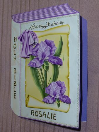 Purple Iris on a Scroll Folded Book by Julianne Harris