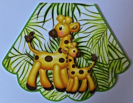 Giraffe and Baby in the Jungle Rocker Card by Julianne Harris
