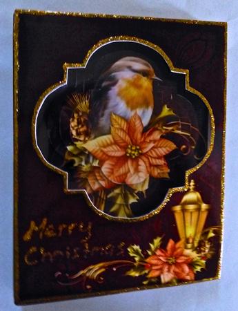 Robin & Poinsettia Framed Pyramage Card Kit by Julianne Harris