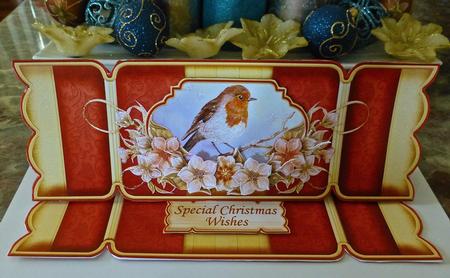 Large Dl Christmas Cracker Easel Card Kit Christmas Robin by Julianne Harris